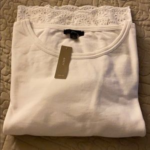 J.Crew Eyelet Hem Sweatshirt White Size Large